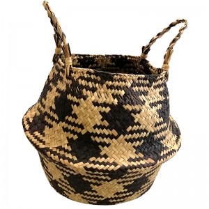 Handmade hínár tároló kosár fonott rattan fű kert virágcserép gallér minta virágcserép kosár